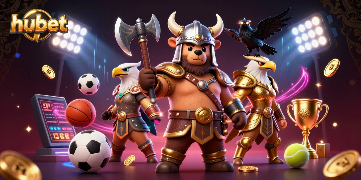 Experience thrilling sports betting with hubet, featuring dynamic characters and game elements in a vibrant casino setting.