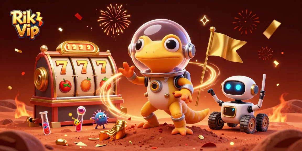 Experience the excitement of Rik Vip with a dynamic space casino adventure featuring a Martian gecko!