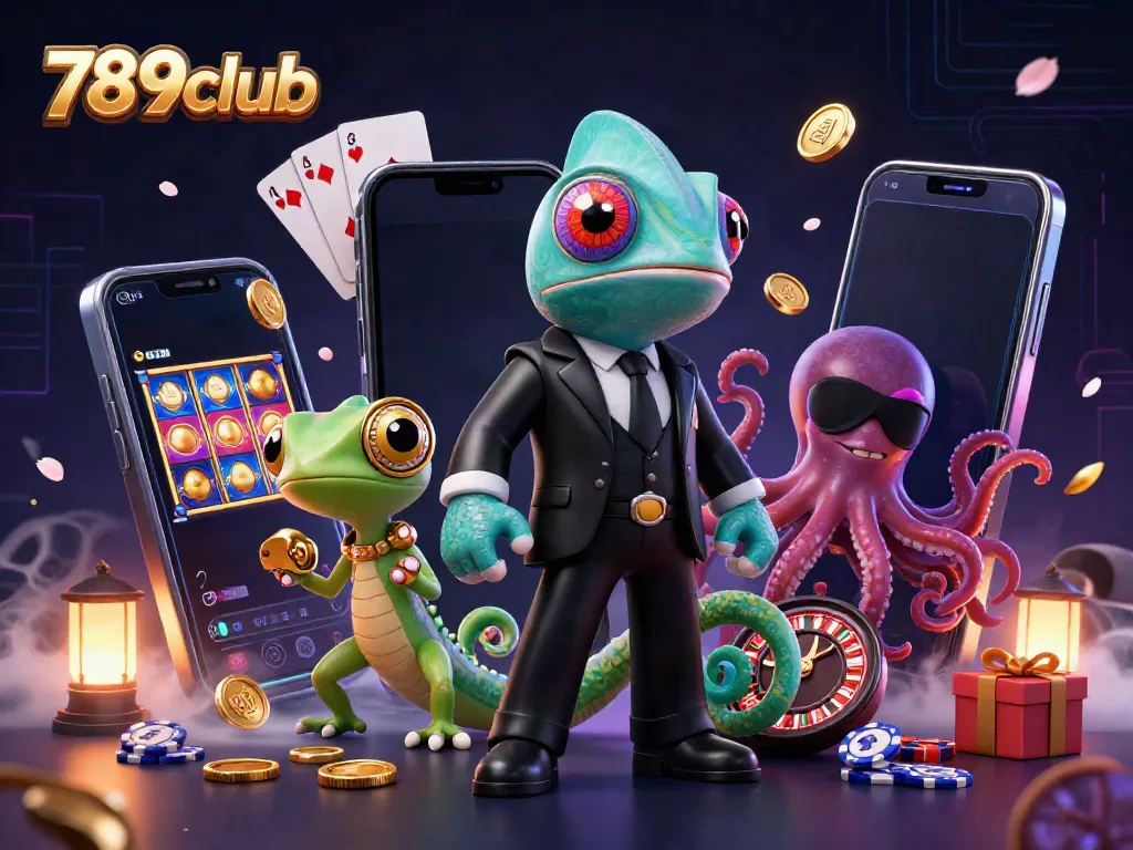 Engage with 789club's thrilling gaming experiences featuring 3D interactive characters in action amidst vibrant casino elements.