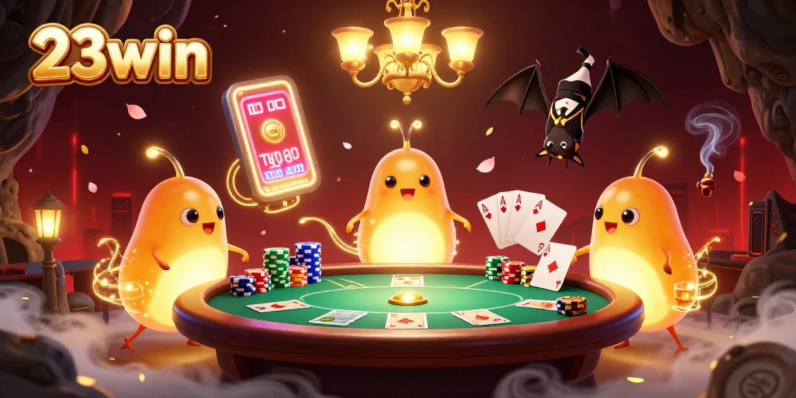 Illuminate your gameplay at 23win with bioluminescent charm in a vibrant casino scene.