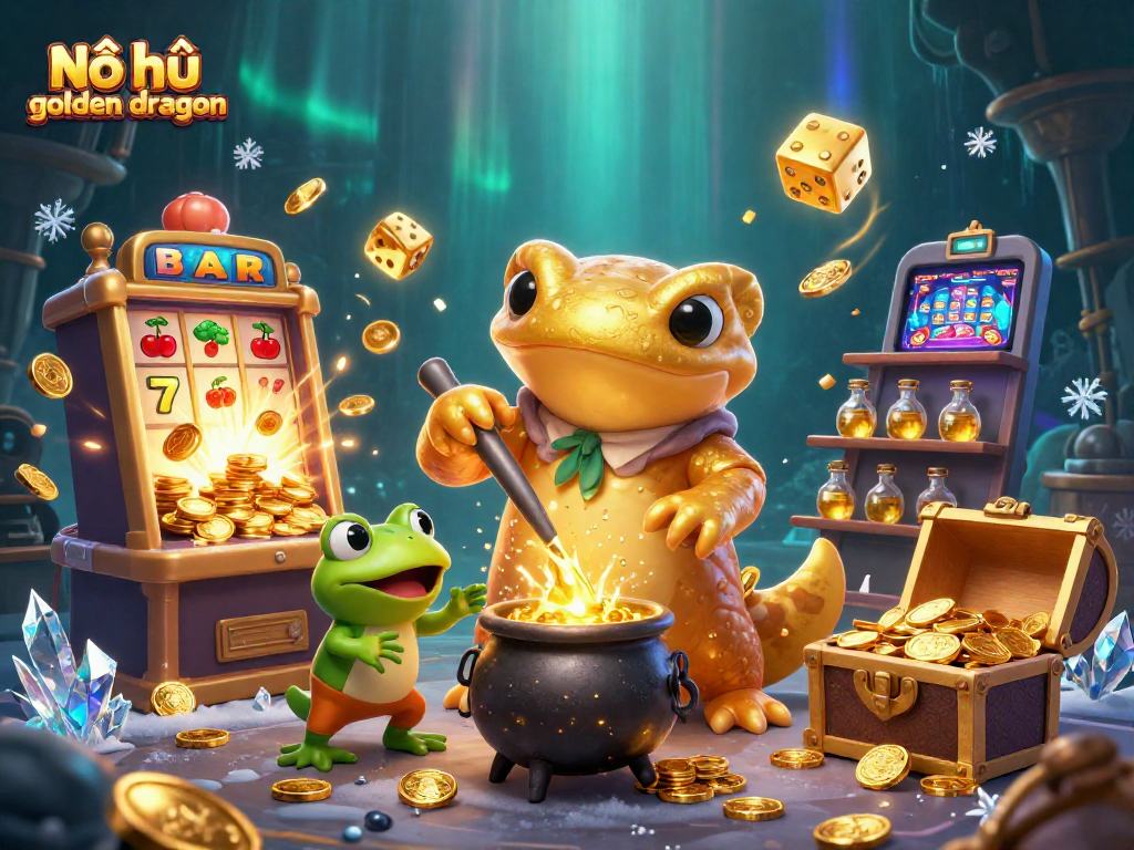 Nổ hũ golden dragon delivers thrilling jackpot moments with 3D alchemists and gold coin explosion.