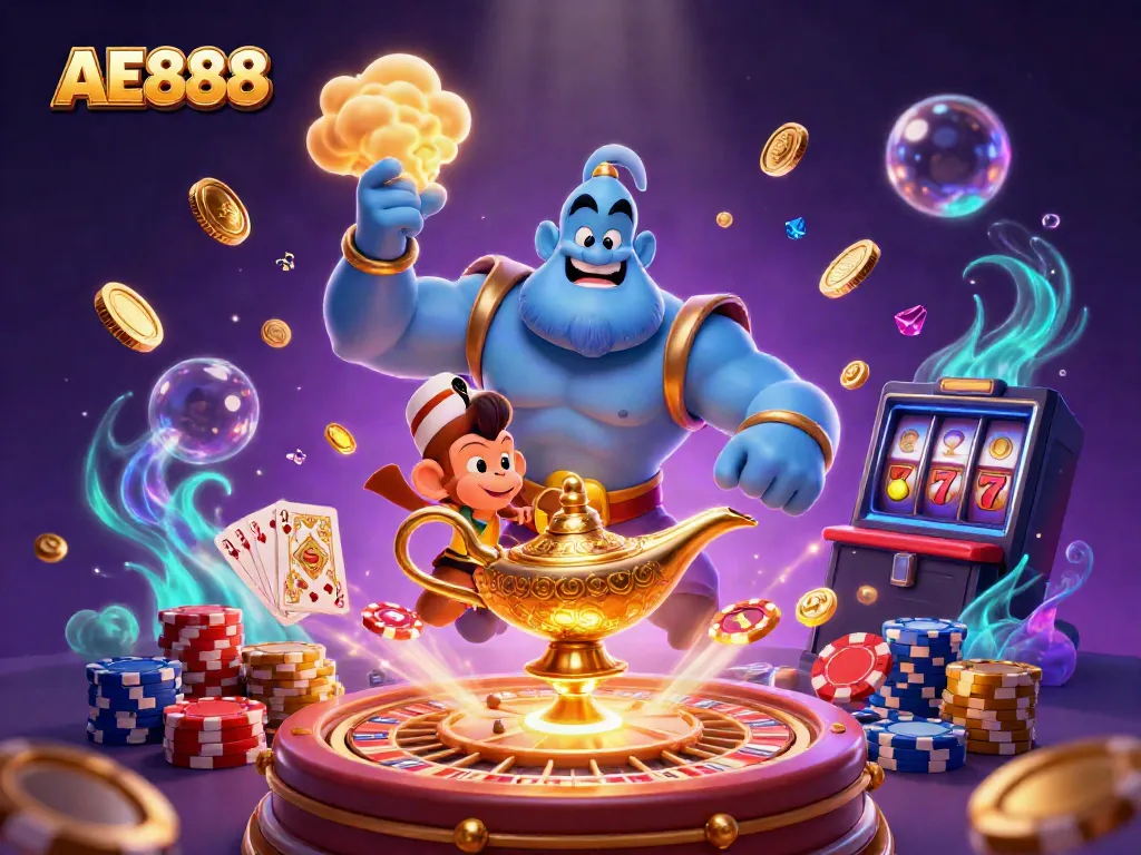 Experience the excitement of AE888 casino with vibrant 3D characters and dynamic game elements.