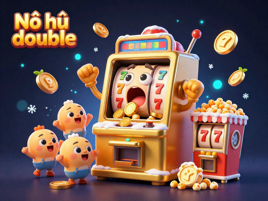 Experience the thrill of Nổ hũ double with this exciting slots jackpot scene, showcasing dazzling slot machines and vibrant gold coins.