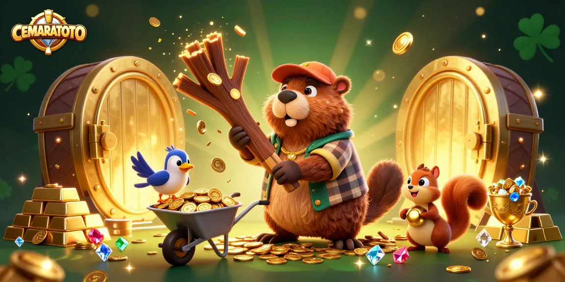 Experience winning with CEMARATOTO as animated characters collect golden coins and treasures.