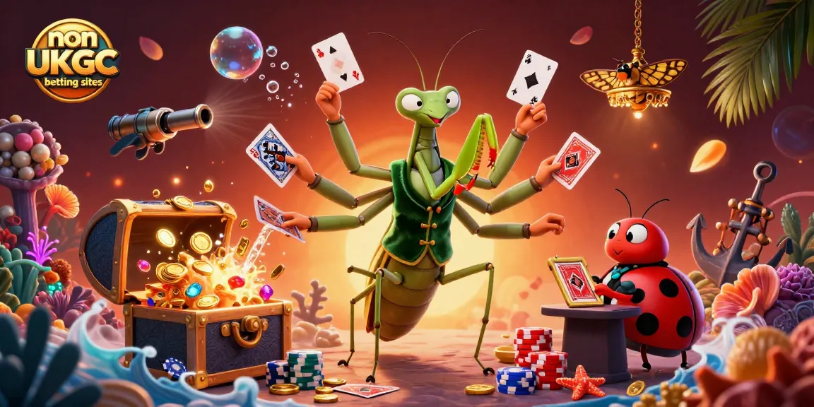Engaging scene depicting non UKGC betting sites, featuring whimsical creatures in a vibrant casino atmosphere.