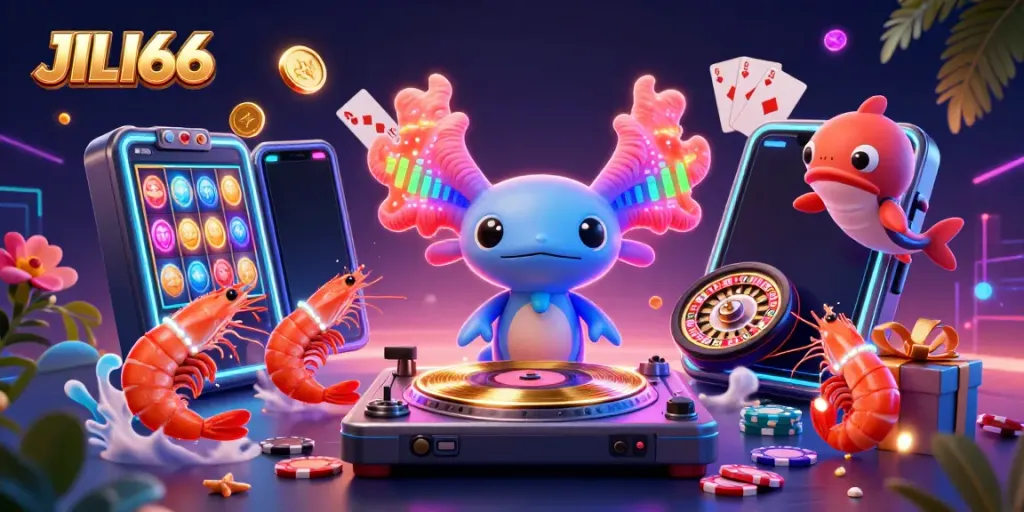 Experience thrilling casino games at JILI66 with vibrant characters in an energetic underwater scene.