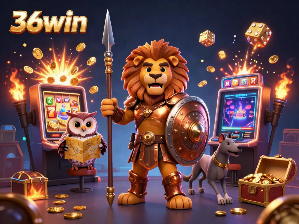 Spin to win at 36win with a vibrant casino scene showcasing games, excitement, and jackpot thrills.