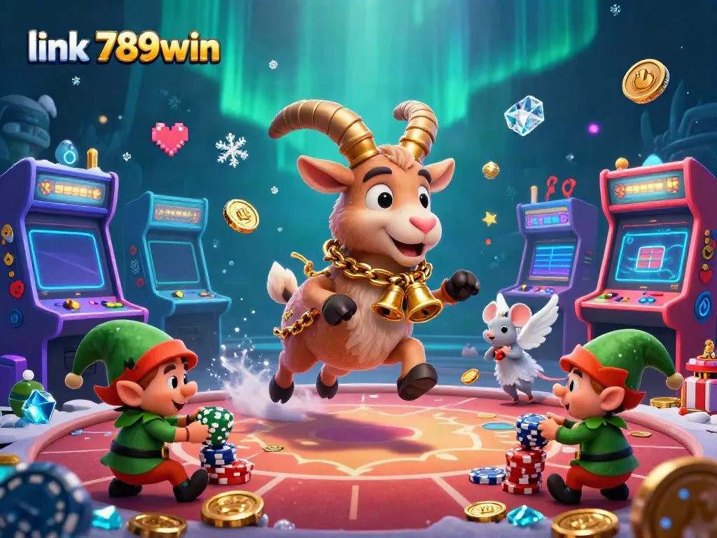 Experience the thrill at link 789win with a festive Krampus casino scene filled with action and excitement.