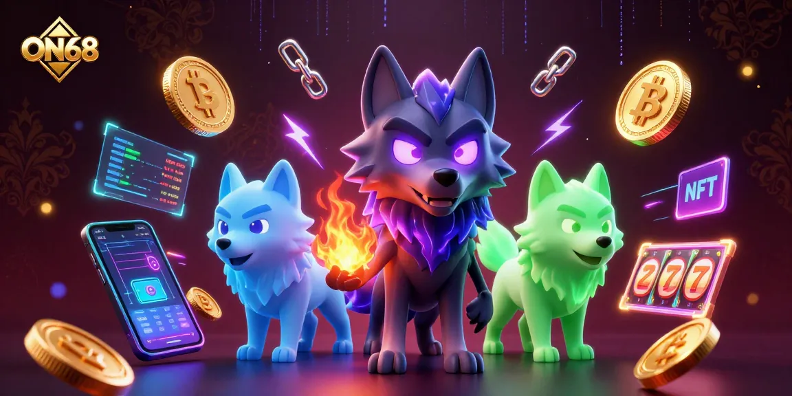 Join ON68 for thrilling gaming experiences with vibrant neon cryptocurrencies and dynamic luck.