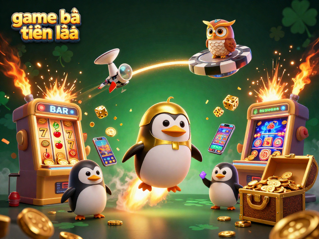 Engage in game bài tiến lên as a golden penguin takes you on a quest for casino riches.