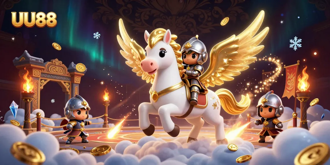 Engage with UU88's thrilling casino adventures featuring a celestial horse and knight.