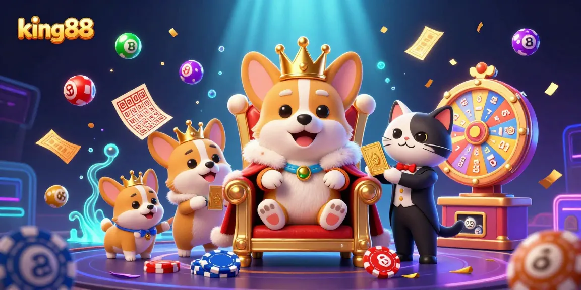 Experience king88's vibrant gaming world with lively characters and dazzling casino elements
