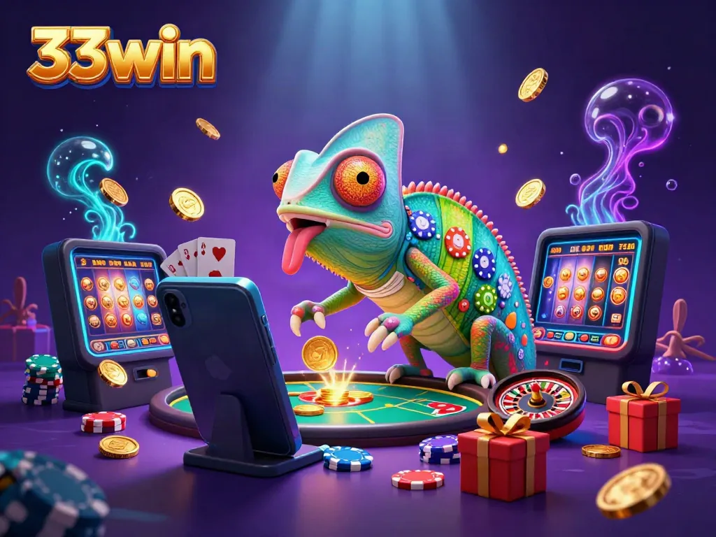 Experience thrilling gaming action at 33win, showcasing dynamic characters and casino elements