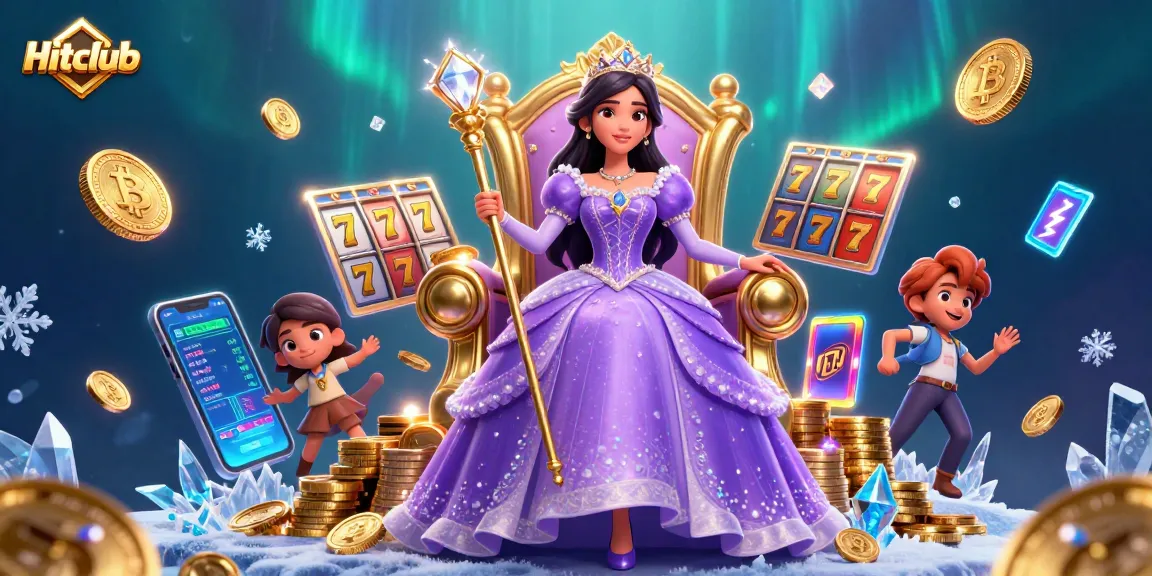 Hitclub's energetic scene showcasing vibrant slot elements and a royal-themed figure amidst a jackpot allure.