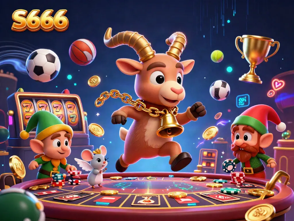Experience thrilling moments with S666 in a lively casino atmosphere featuring playful characters.