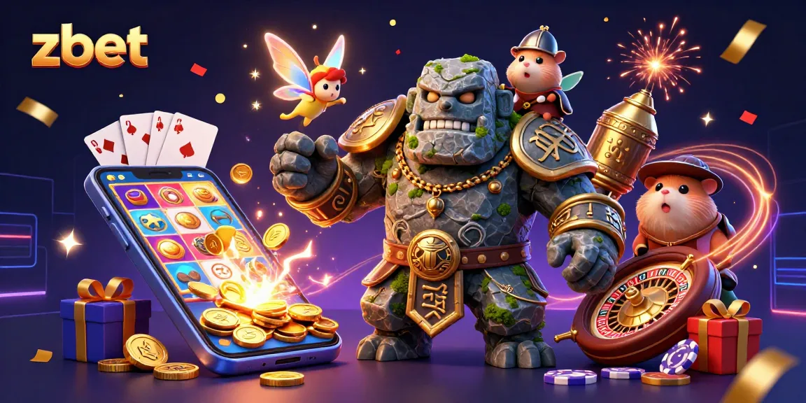 Zbet showcases an exciting gaming experience with animated characters and vibrant casino elements.