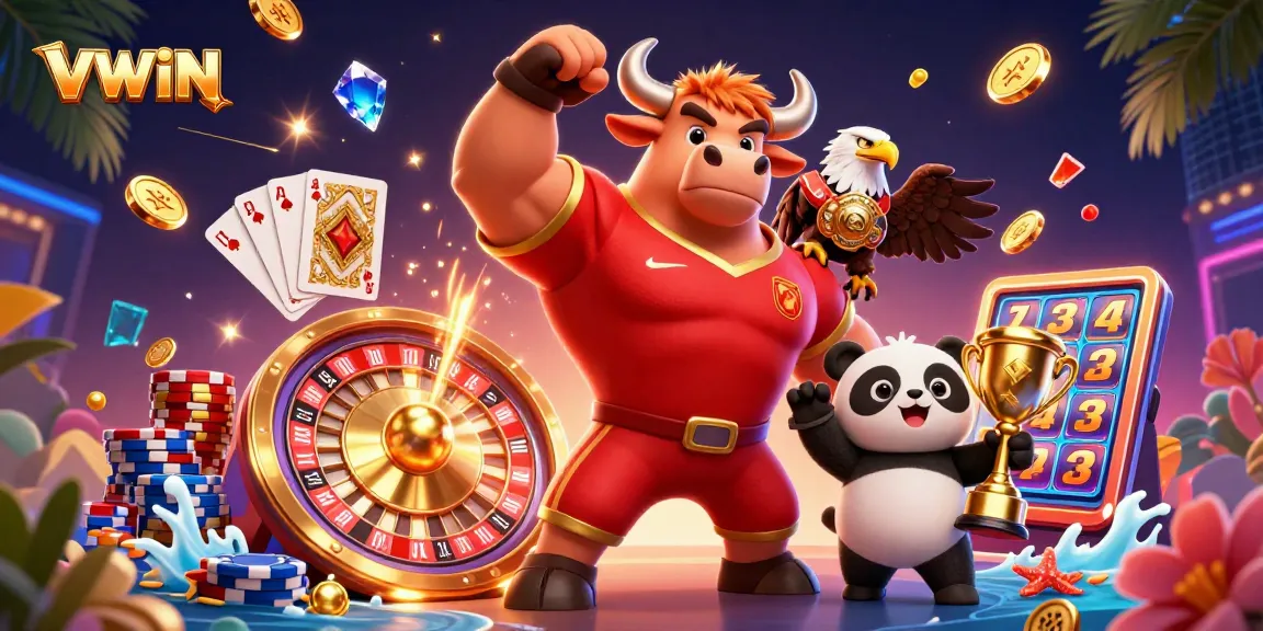 Wager and win with VWIN's thrilling casino experience featuring vibrant characters and action elements.
