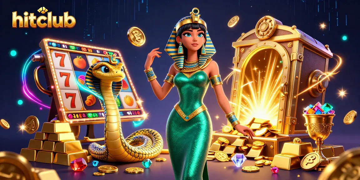 Hitclub offers an exhilarating gaming experience with slot reels and golden treasures bursting with gems.