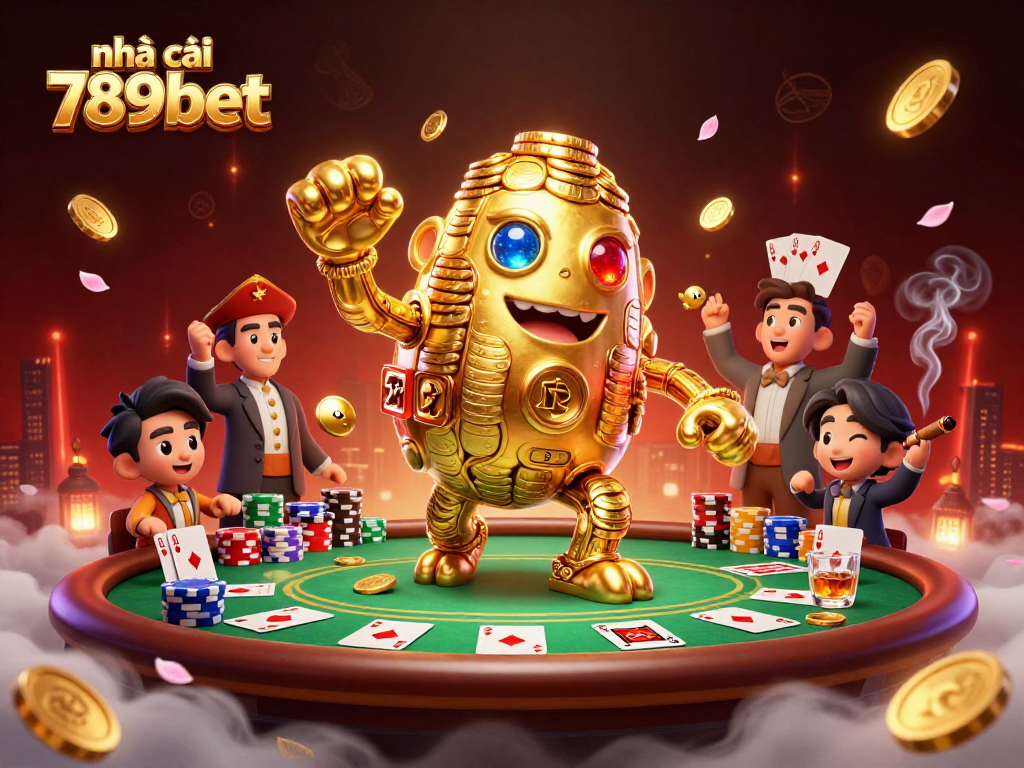 Engage with nhà cái 789bet through a vibrant 3D casino illustration showcasing thrilling poker gameplay.