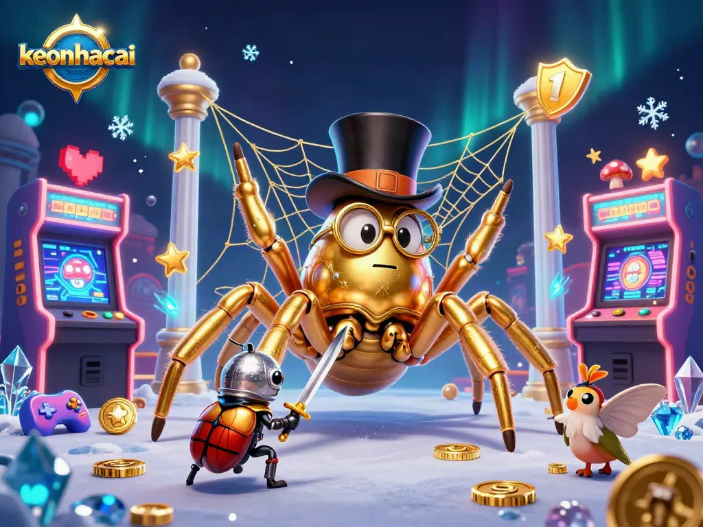 Engage with keonhacai as vibrant characters tell a casino story in a colorful 3D illustration.