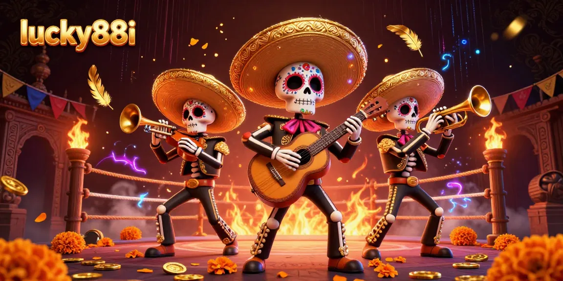 Engage in thrilling gaming experiences at lucky88i, featuring vibrant mariachi band characters in a rich, colorful tournament arena.