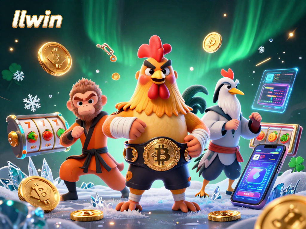 Engage in winning strategies at llwin, a vibrant casino featuring a Muay Thai rooster, martial artists, and rich gaming elements.