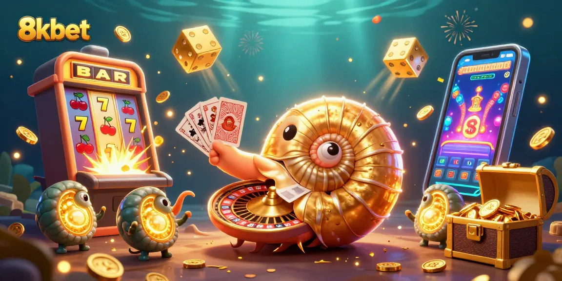 Experience thrilling gameplay at 8xbet with a vibrant casino illustration featuring slot machines and roulette.