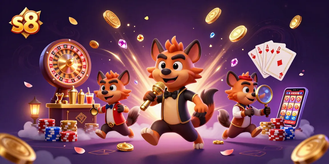 Experience the excitement of S8 with hyenas performing lively casino antics in a vibrant scene.