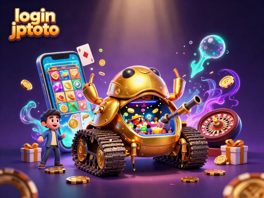 Engage with the vibrant login jptoto scene featuring a golden beetle tank showcasing a mini casino.