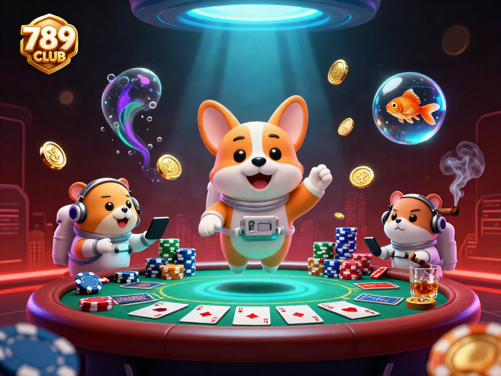 Experience thrilling gaming action with 789CLUB in a vibrant space casino scene.