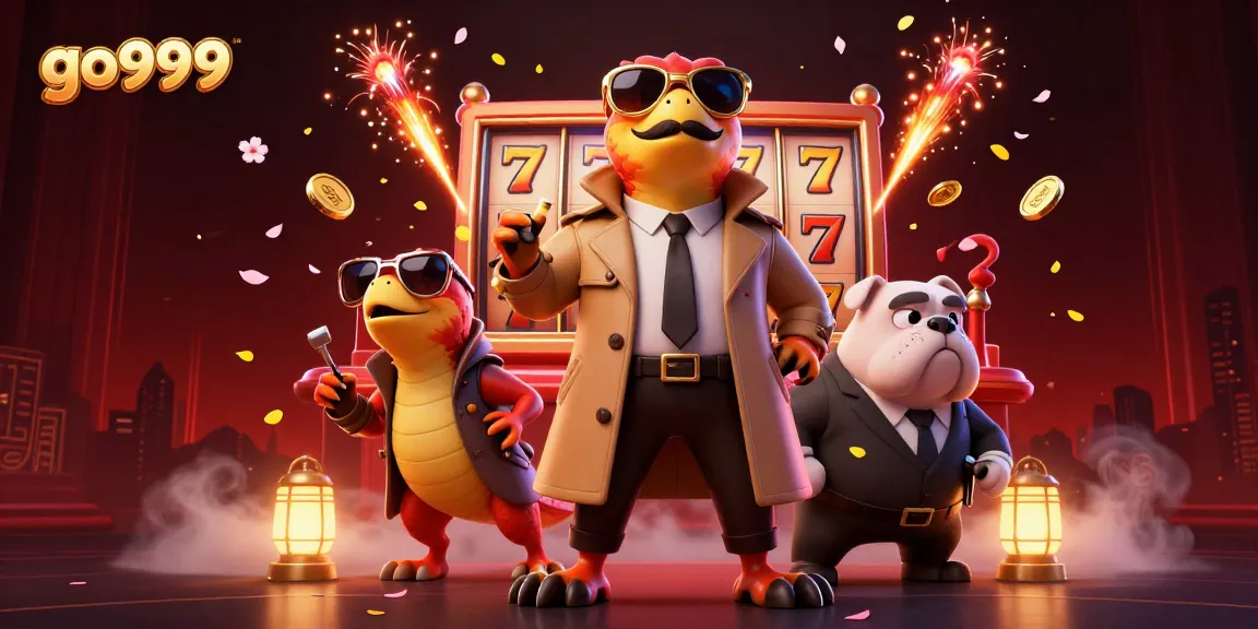 Experience go999 excitement in a vibrant 3D casino with raptors disguising as a tall player.