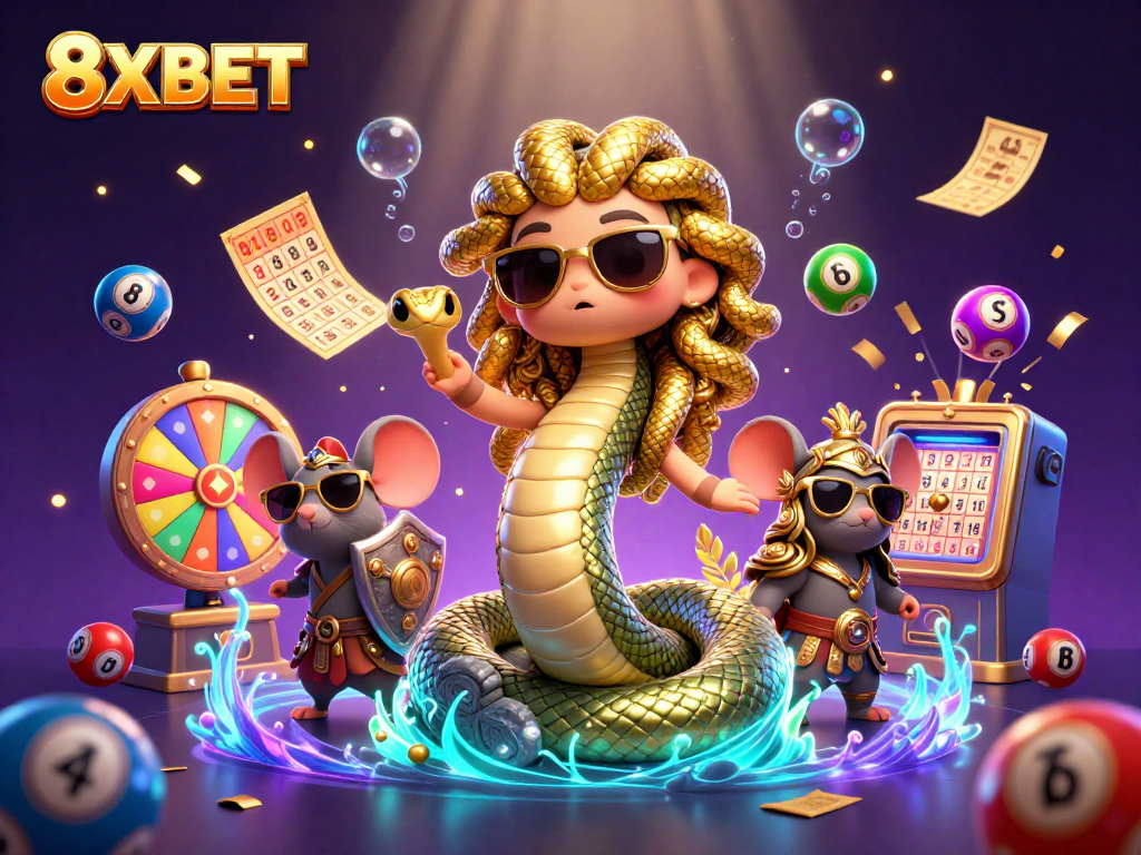 Experience vibrant gaming action at 8XBET with colorful lottery themes and dynamic elements.