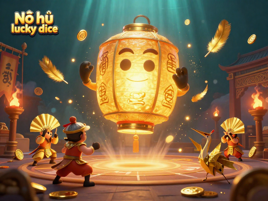 Nổ hũ lucky dice unleashes thrilling gameplay in a vibrant casino atmosphere with golden lanterns and lucky symbols.