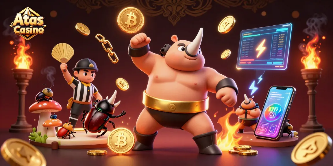 Winning moments at Atas Casino with unique characters and dynamic gaming elements