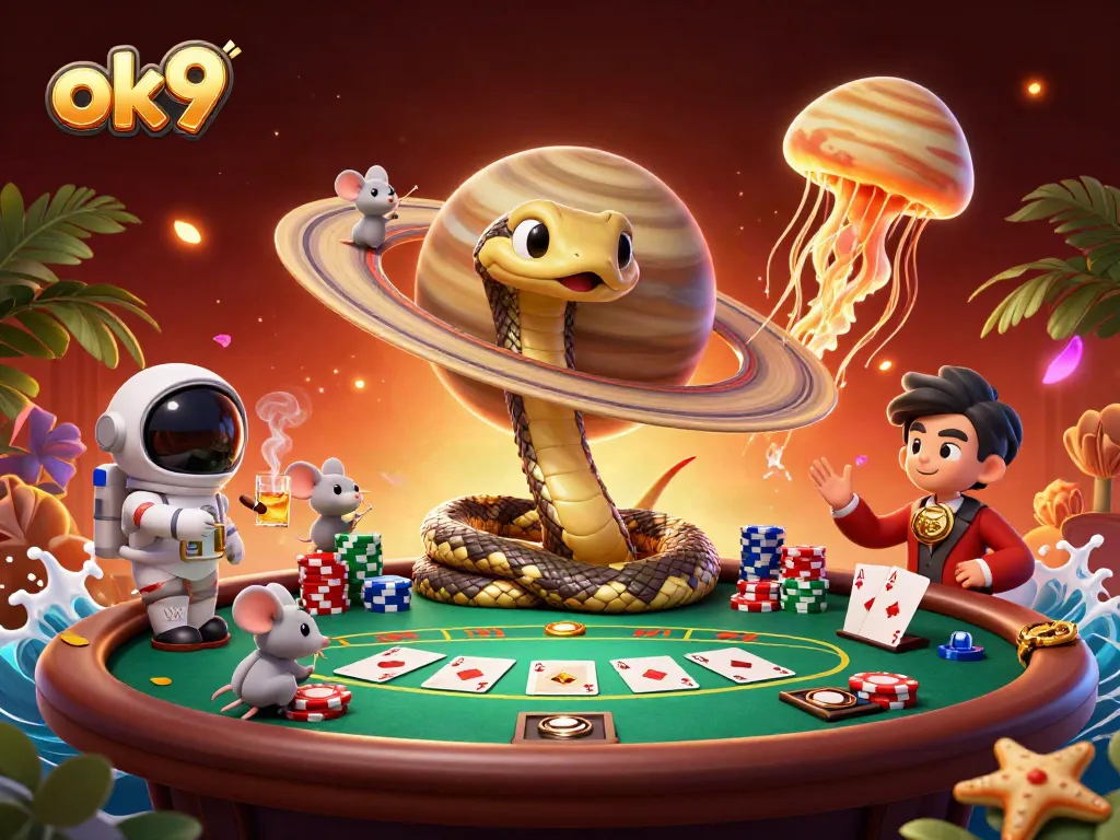 Experience thrilling bets in a cosmic casino with ok9's unique gaming elements.