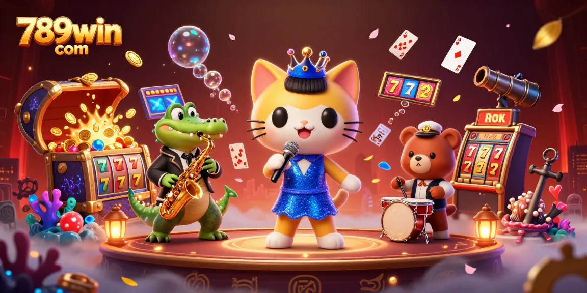 Play and win at 789win com while enjoying a vibrant casino scene featuring fun 3D characters.