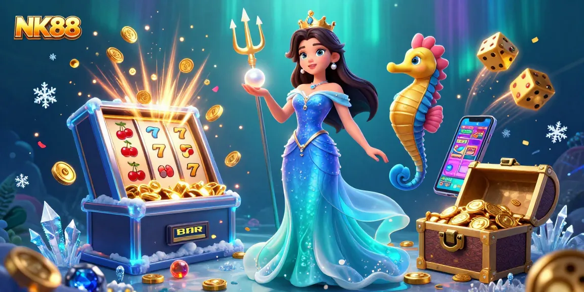 Experience NK88's thrilling gaming with a vibrant 3D illustration showcasing unforgettable casino action.