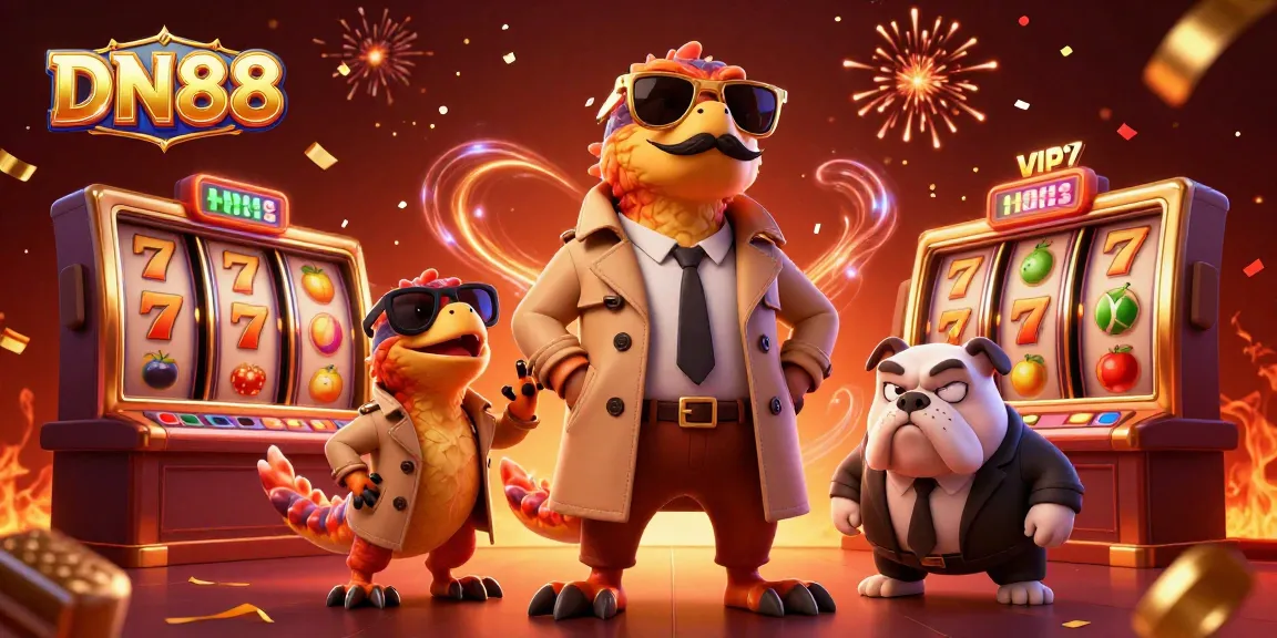 Engage with DN88 for a thrilling VIP casino experience with raptors and vibrant game elements.