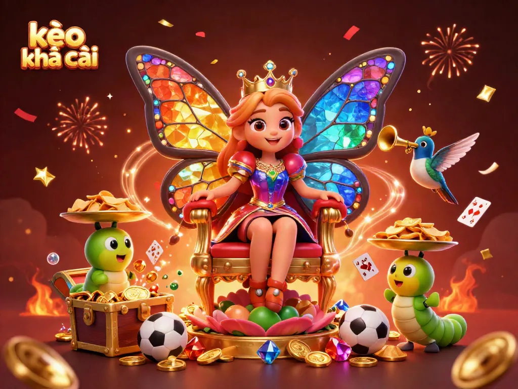 Experience kèo nhà cái with vibrant illustrations of betting, whimsical characters, and festive atmosphere.