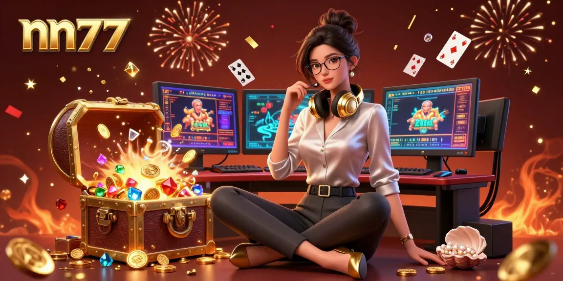 Immerse in the nn777 gaming experience with a vibrant, energetic 3D illustration showcasing a professional gamer.