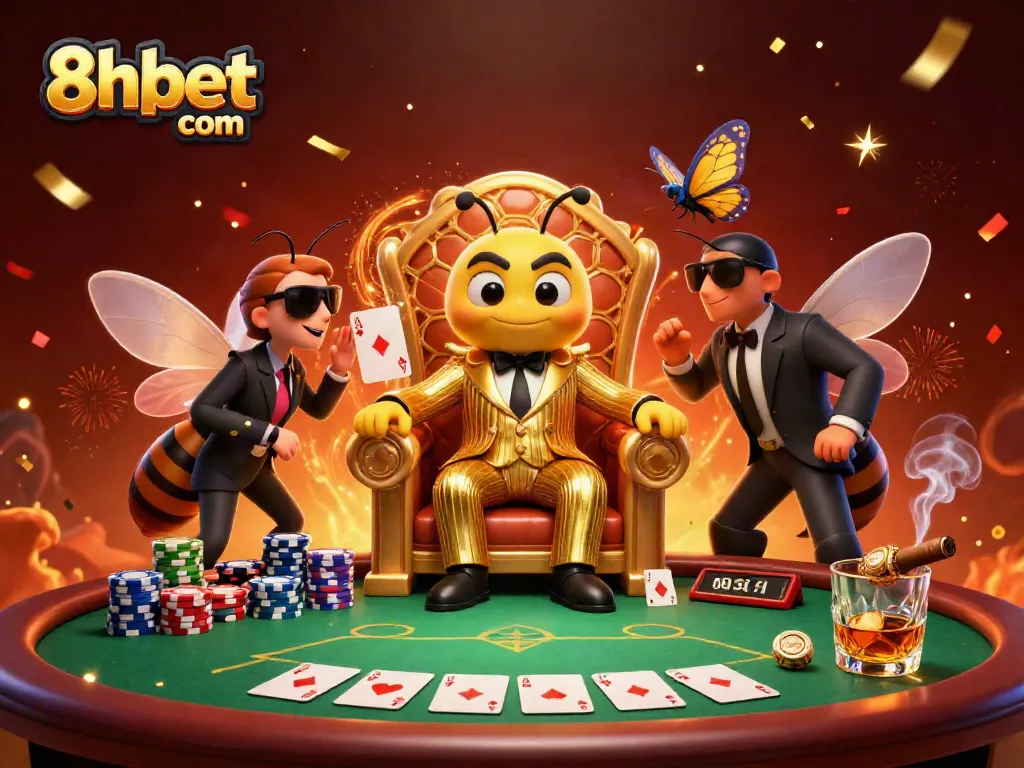 Experience thrilling gameplay at 8xbet com with a vibrant casino scene featuring poker aspects.