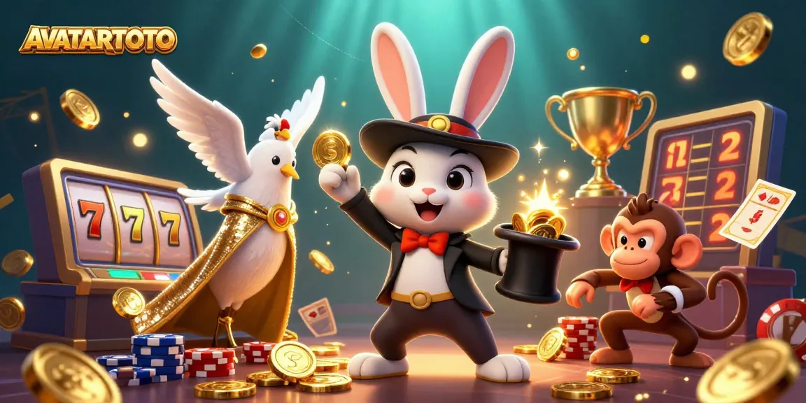 Experience the thrill of AVATARTOTO with a dynamic scene featuring magical characters and exciting casino elements.