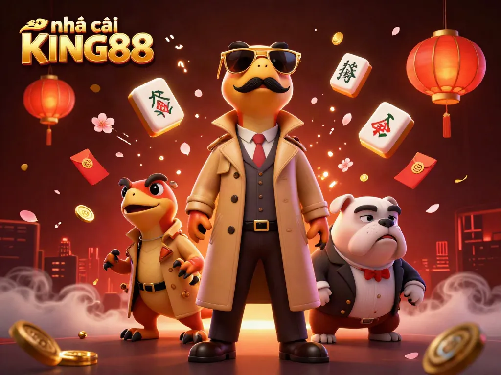 Experience the excitement with nhà cái KING88 as three raptors in disguise enter a casino lounge scene.