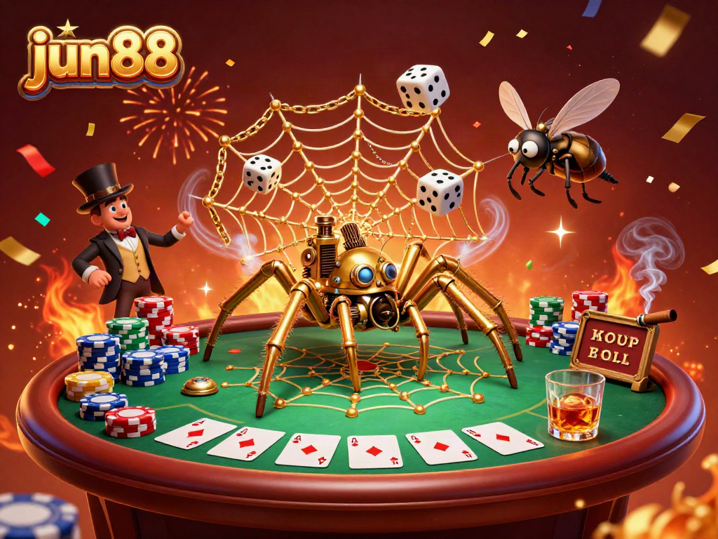 Engage with the thrilling world of jun88 casino gaming featuring poker elements, vibrant visuals, and playful characters.