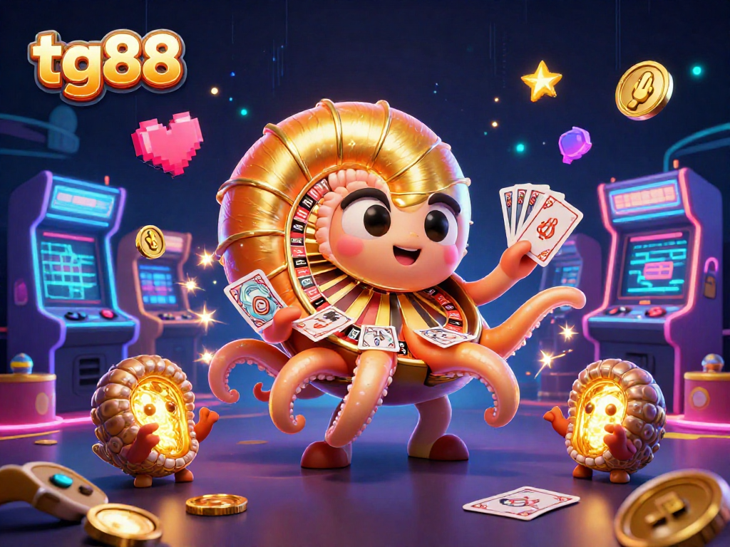 Experience thrilling gaming at tg88 with a vibrant 3D casino illustration showcasing dynamic characters and gaming elements.