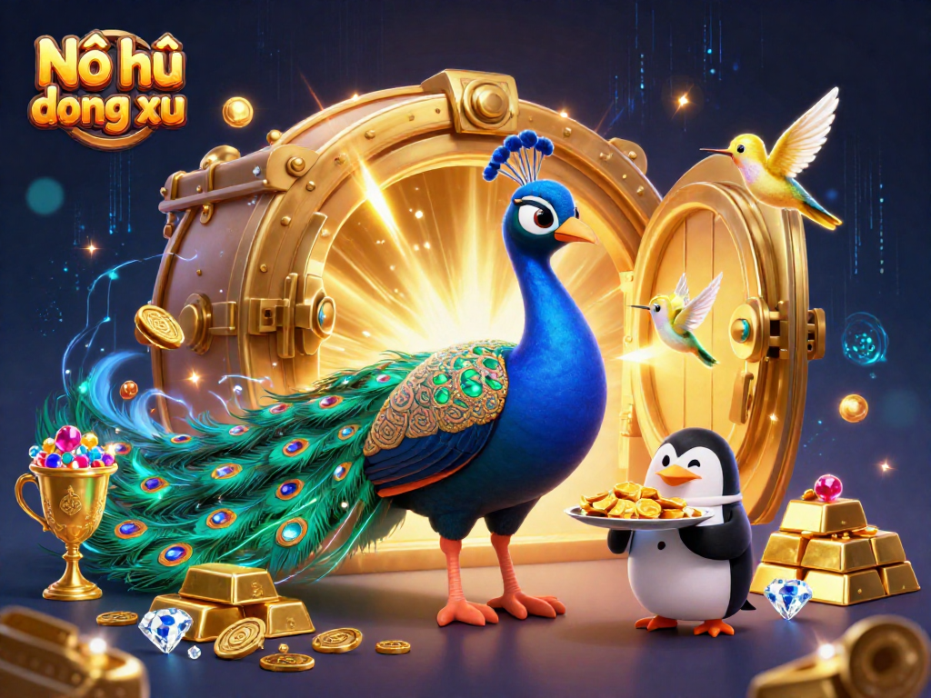 Experience Nổ hũ tung đồng xu in vibrant 3D, showcasing rich casino elements and dynamic characters.