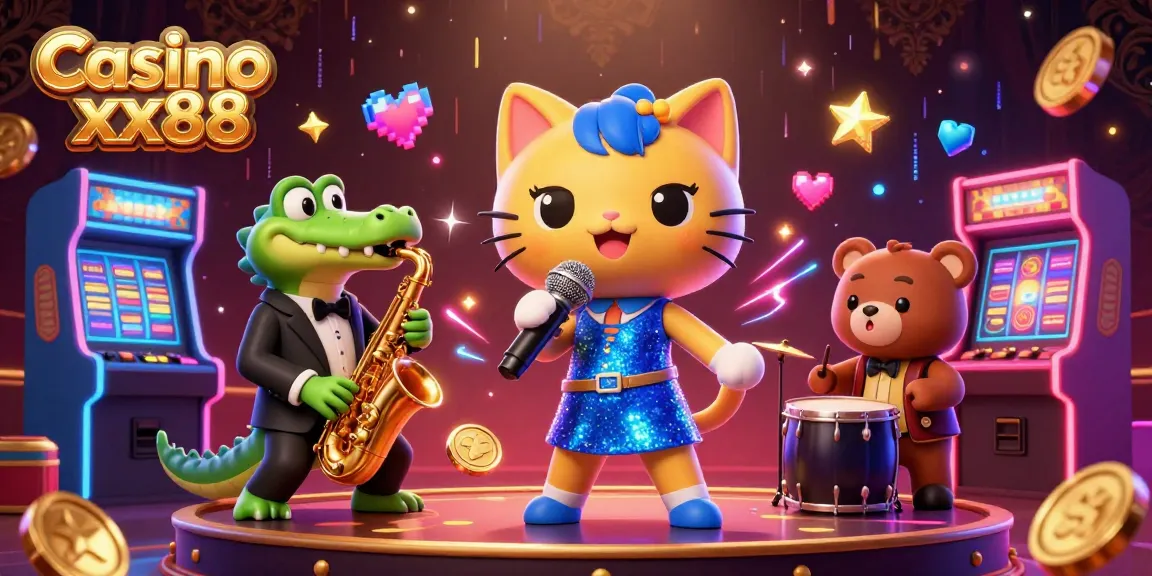 Experience the excitement at Casino xx88 with vibrant characters and game elements.