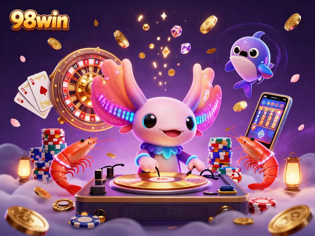 Experience thrilling wins at 98win with vibrant casino-themed digital art illustrating underwater fun and excitement.
