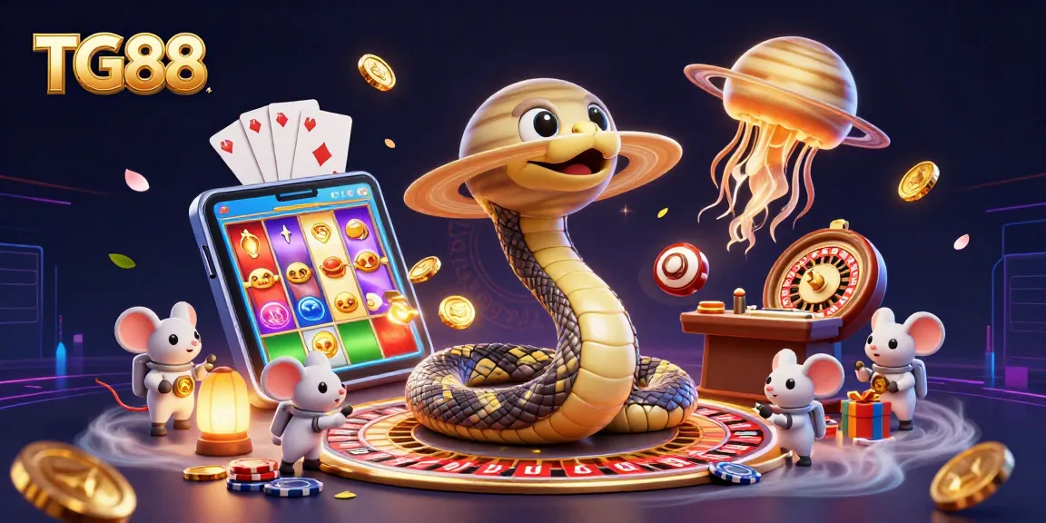 Experience TG88's thrilling gaming with vibrant casino elements and dynamic characters.