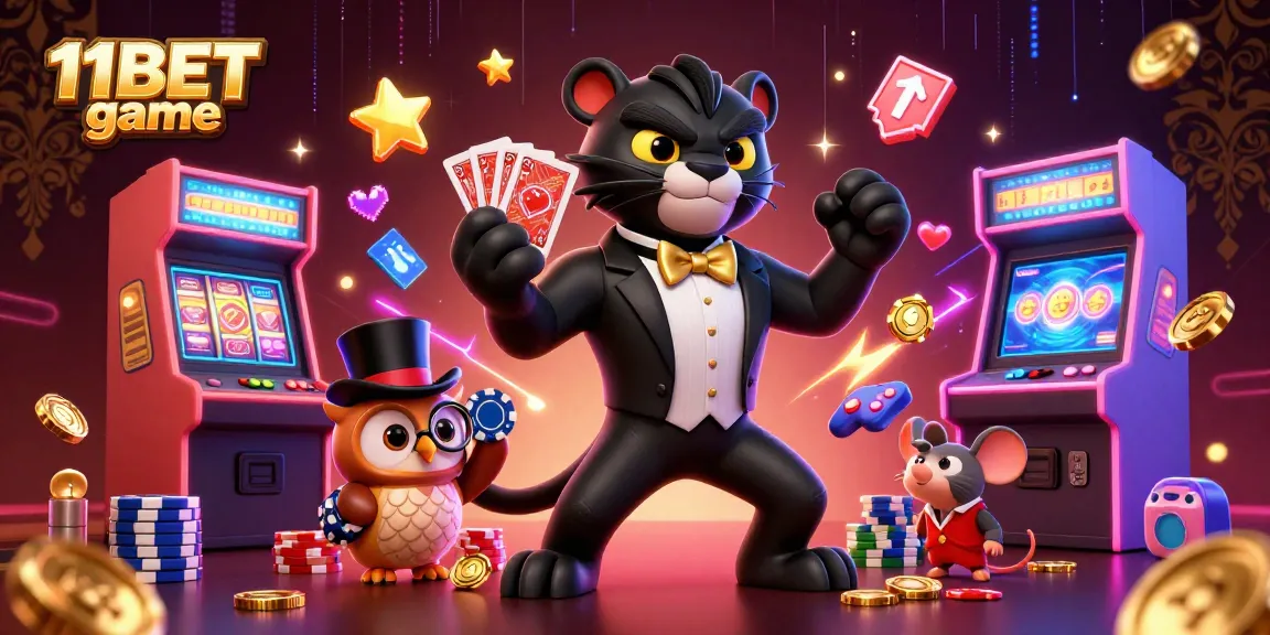 Experience the thrill of the 11BET game with stylish characters and vibrant casino elements.